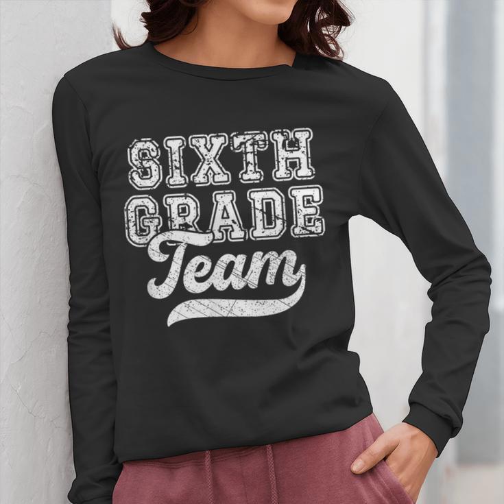 Kids Teacher Sixth Grade Retro Back To School Team 6th Grade Women Long Sleeve T-Shirt, funny design