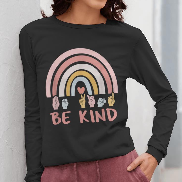 Be Kind ASL Sign Language Deaf SPED Teacher Kids Men Women Women Long Sleeve T-Shirt, funny design