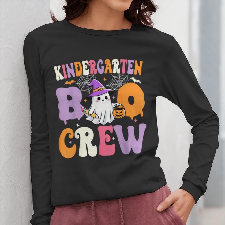 Kindergarten Boo Crew Spooky Kindergarten Halloween Teacher Women Long Sleeve T-Shirt, funny design