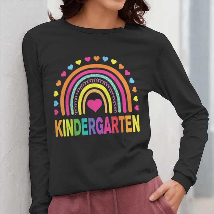 Kindergarten Rainbow Girls Boys Teacher Team Kinder Squad Women Long Sleeve T-Shirt, funny design