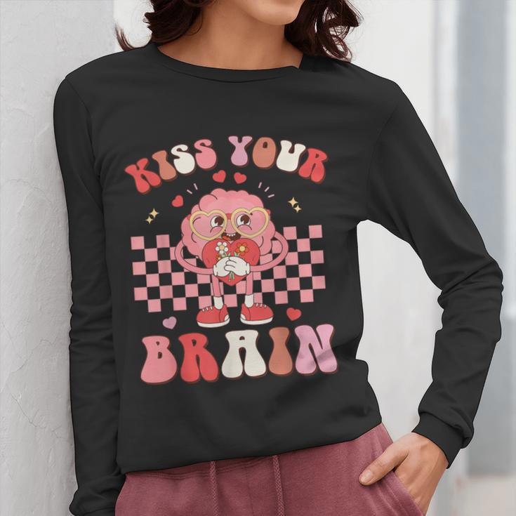 Kiss Your Brain Valentines Test Day Teacher Squad Kids Women Long Sleeve T-Shirt, funny design