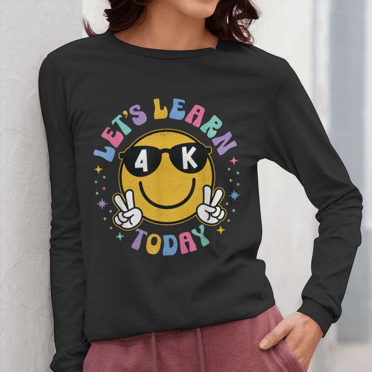 Lets Learn Today Shirt Smile Face 4K Teacher Back To School Women Long Sleeve T-Shirt, funny design