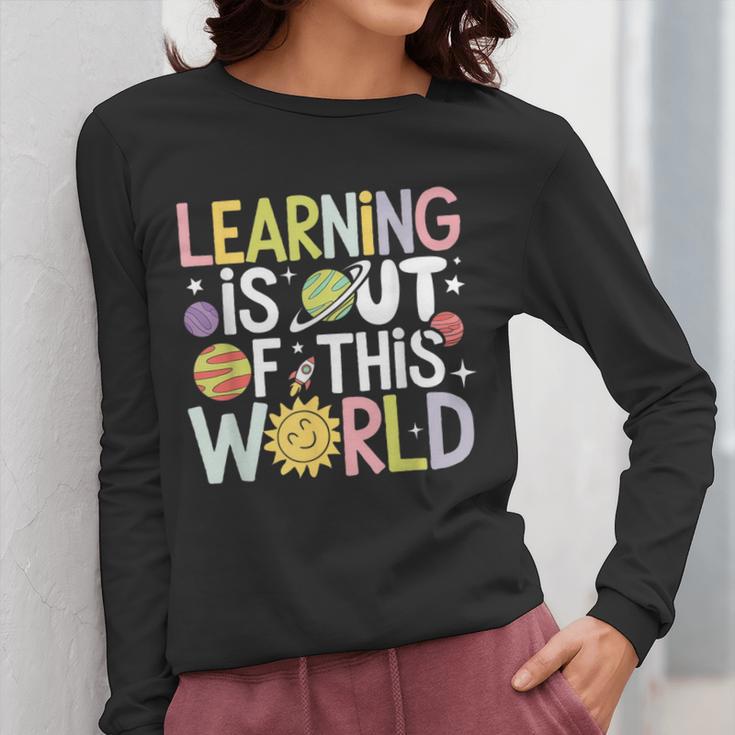 Learning Is Out Of This World Space Teacher Cute Groovy Women Long Sleeve T-Shirt, Groovy Teacher Gifts, funny design Learning Is Out Of This World Space Teacher Cute Groovy Women Long Sleeve T-Shirt, Groovy Teacher Gifts, funny design