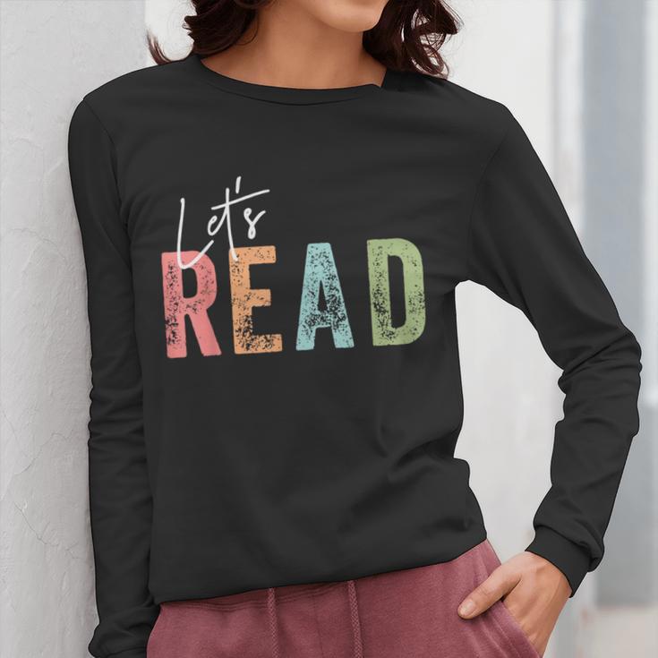 Let's Read Book Nerd Reading Book Lover Librarian Teacher Women Long Sleeve T-Shirt, funny design
