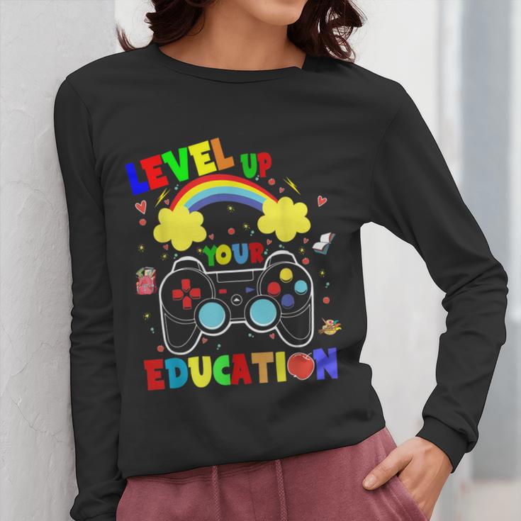 Level Up Your Education Gaming Inspired Teacher Gamers For Men Women Kids Women Long Sleeve T-Shirt, funny design Level Up Your Education Gaming Inspired Teacher Gamers For Men Women Kids Women Long Sleeve T-Shirt, funny design
