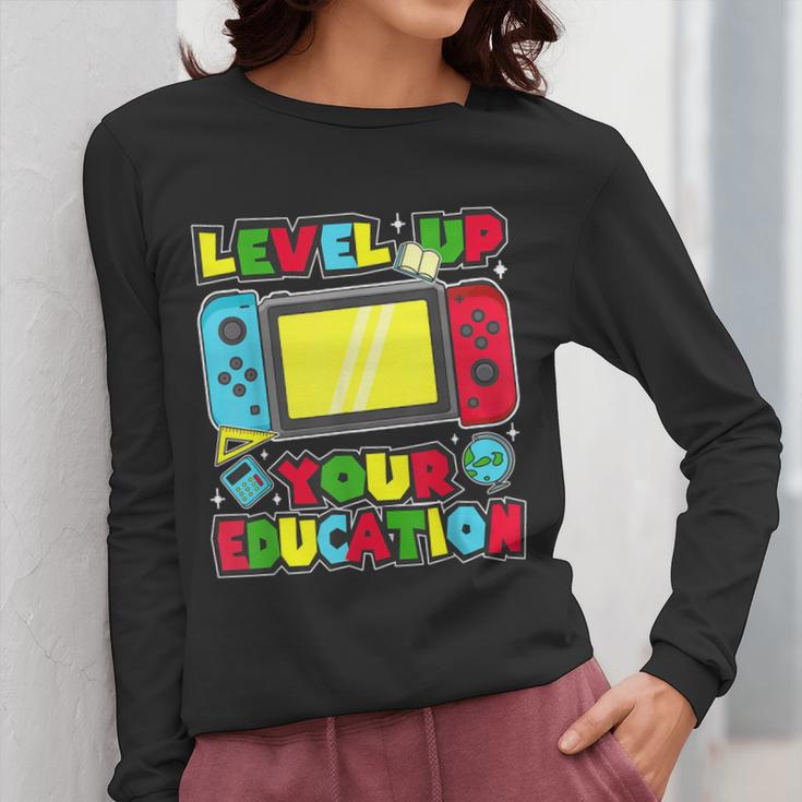 Level Up Your Education Gaming Inspired Teacher Gamers Women Long Sleeve T-Shirt, funny design