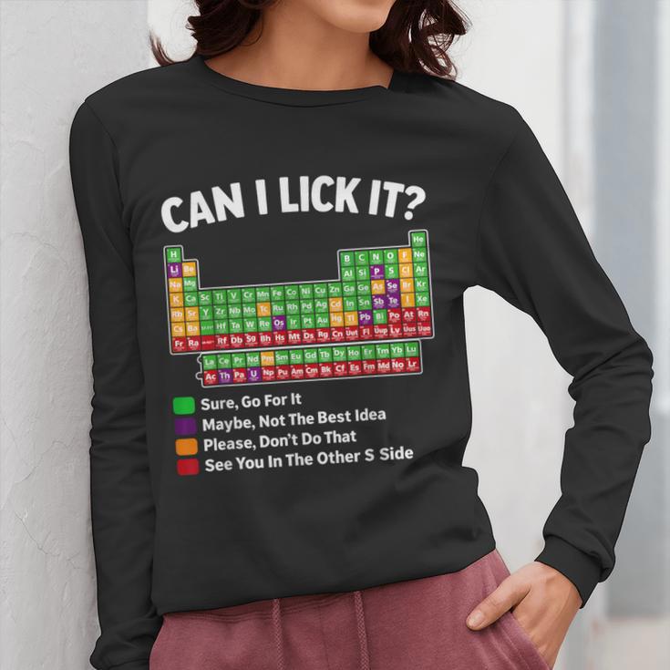 Can I Lick It Periodic Table Shirt Science Chemistry Teacher Women Long Sleeve T-Shirt, Science Teacher Gifts, funny design