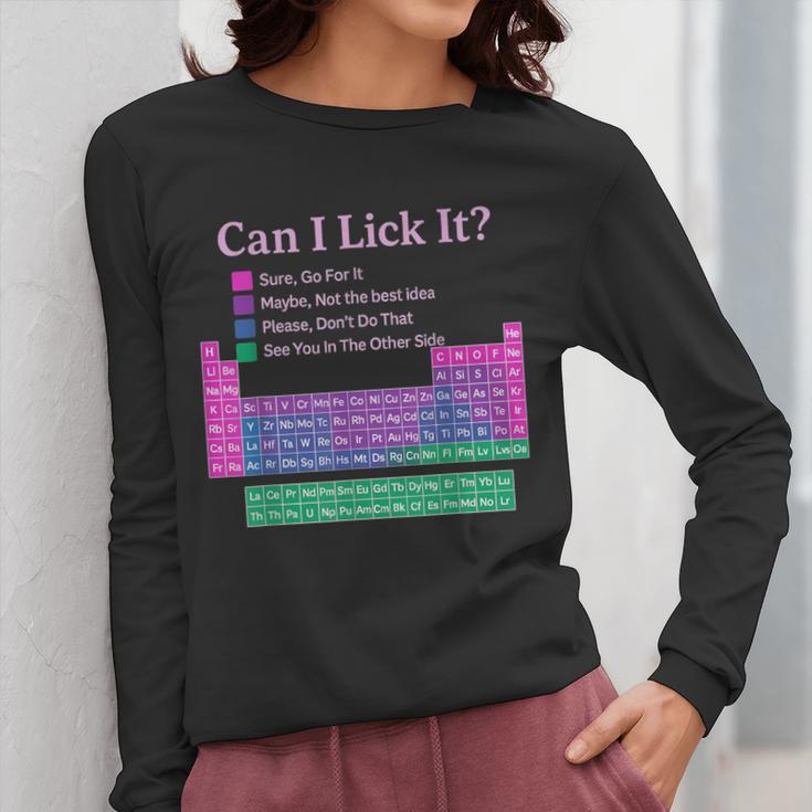 Can I Lick It Periodic Table Teacher Student Kids Women Long Sleeve T-Shirt, funny design