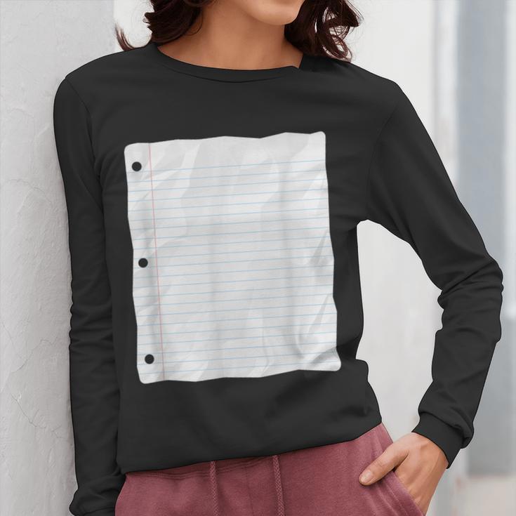 Lined Paper Notebook Halloween Costume For Students Teachers For Men Women Kids Women Long Sleeve T-Shirt, funny design