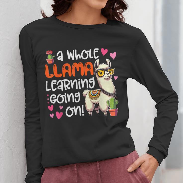 Llama Learning Teachers Students Alpaca Lover Back To School Women Long Sleeve T-Shirt, funny design Llama Learning Teachers Students Alpaca Lover Back To School Women Long Sleeve T-Shirt, funny design