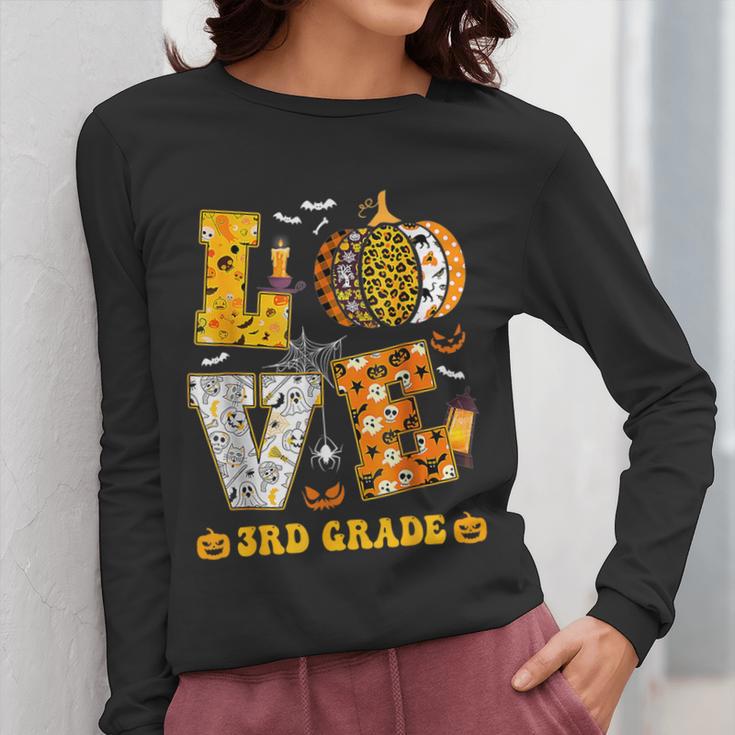 LOVE 3rd Grade Pumpkin Teacher Student Halloween Costume Women Long Sleeve T-Shirt, funny design LOVE 3rd Grade Pumpkin Teacher Student Halloween Costume Women Long Sleeve T-Shirt, funny design