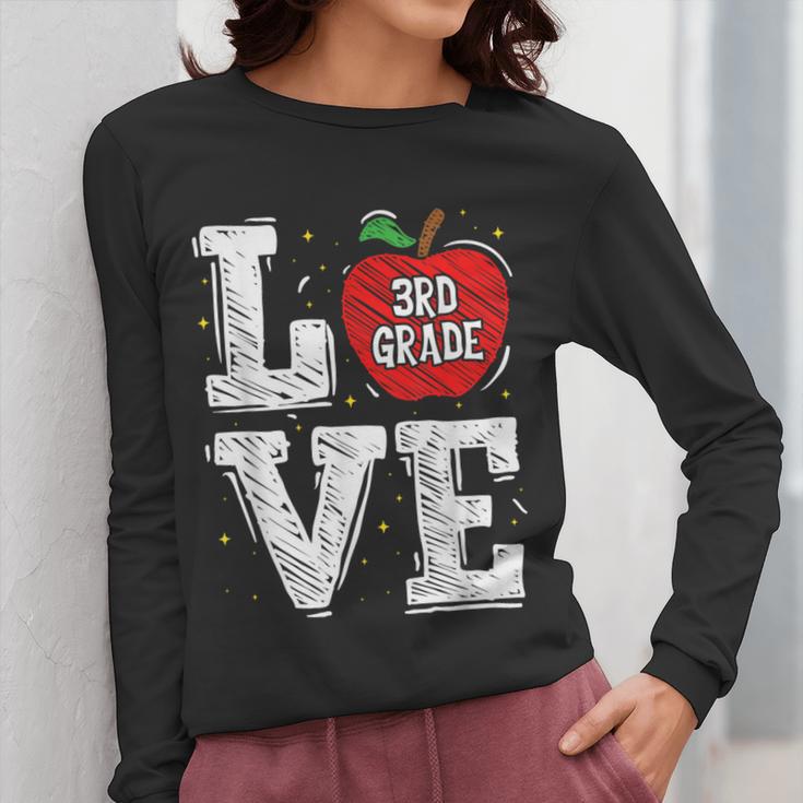 LOVE Apple 3rd Grade Teacher Student School Women Long Sleeve T-Shirt, funny design LOVE Apple 3rd Grade Teacher Student School Women Long Sleeve T-Shirt, funny design