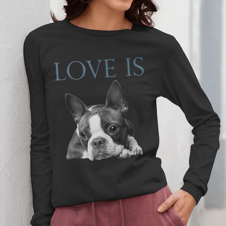 Love Is Boston Terrier Bostie Women Long Sleeve T-Shirt, funny design