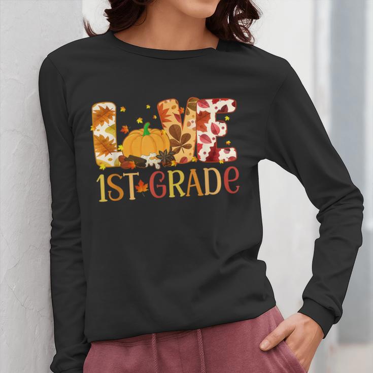 Love First Grade Happy Fall Thanksgiving Women 1st Teacher Women Long Sleeve T-Shirt, First Grade Teacher Gifts, funny design Love First Grade Happy Fall Thanksgiving Women 1st Teacher Women Long Sleeve T-Shirt, First Grade Teacher Gifts, funny design