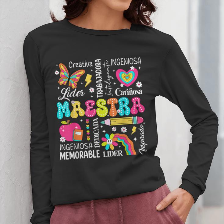 Maestra Spanish Teacher Back To School Maestra De Espanol Women Long Sleeve T-Shirt, funny design Maestra Spanish Teacher Back To School Maestra De Espanol Women Long Sleeve T-Shirt, funny design