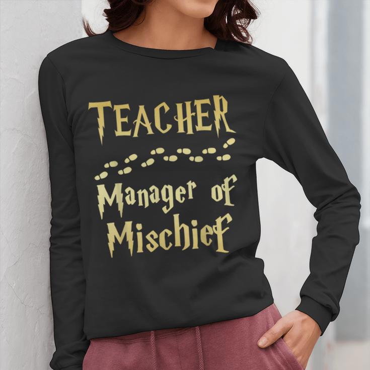 Magical Teacher Manager Of Mischief Birthday Family Party Women Long Sleeve T-Shirt, funny design