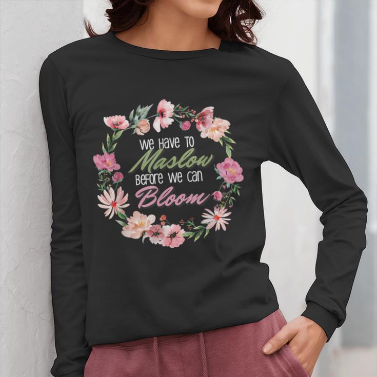 Maslow Before Blooms SPED Teacher School Psychologist Retro Men Women Women Long Sleeve T-Shirt, funny design