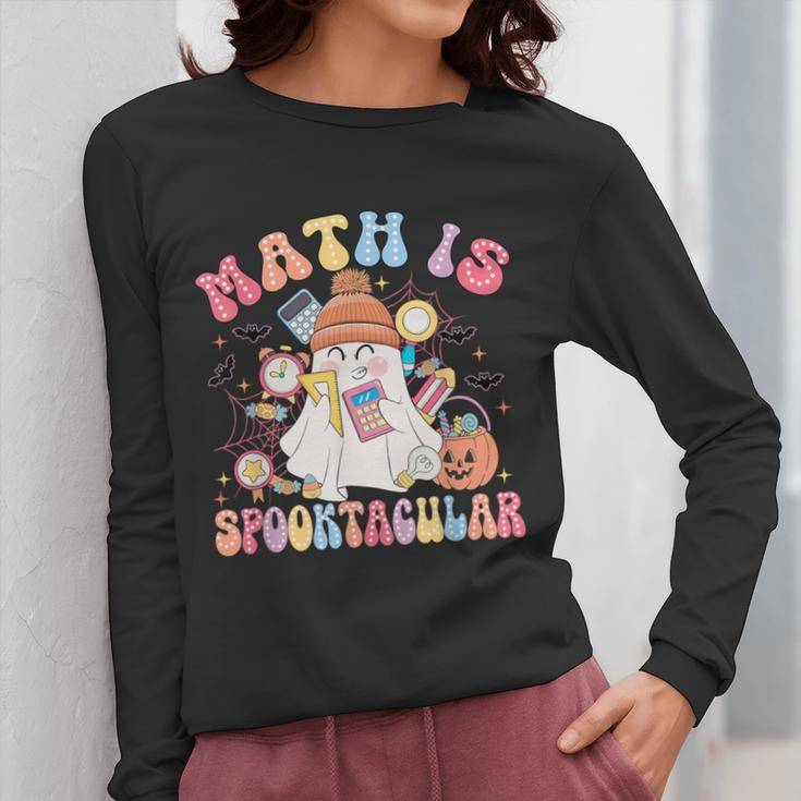 Math Is Spooktacular Math Teacher Spooky Halloween Women Long Sleeve T-Shirt, funny design Math Is Spooktacular Math Teacher Spooky Halloween Women Long Sleeve T-Shirt, funny design