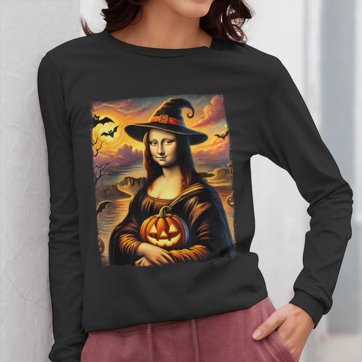 Mona Lisa Pumpkin Halloween Art Teacher Witchy Women Kids Women Long Sleeve T-Shirt, funny design