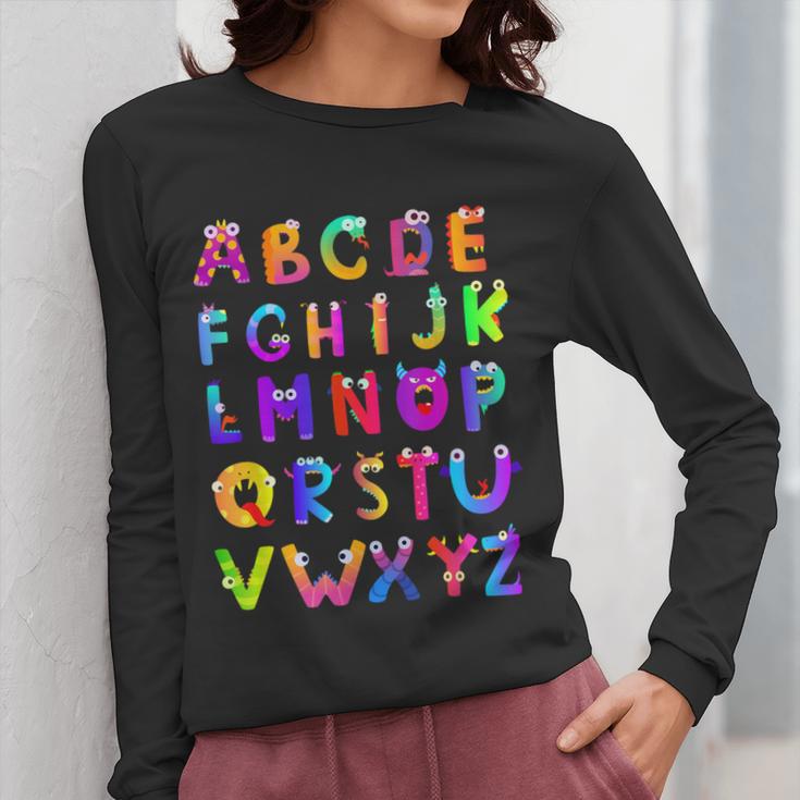 Monster ABC Cute Alphabet Halloween Teacher Costume Kids Women Long Sleeve T-Shirt, funny design Monster ABC Cute Alphabet Halloween Teacher Costume Kids Women Long Sleeve T-Shirt, funny design