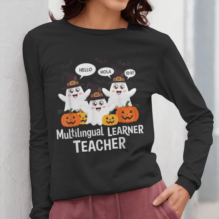 Multilingual Learner Teacher Spooky Halloween ESL Teacher Women Long Sleeve T-Shirt, Esl Teacher Gifts, funny design