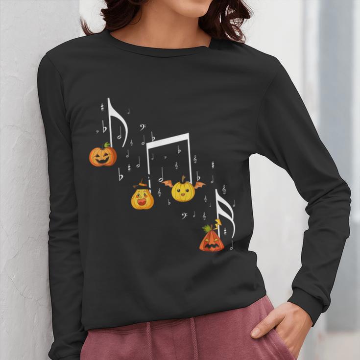 Music Note Pumpkin Fall Music Teacher Halloween Costume Women Long Sleeve T-Shirt, funny design