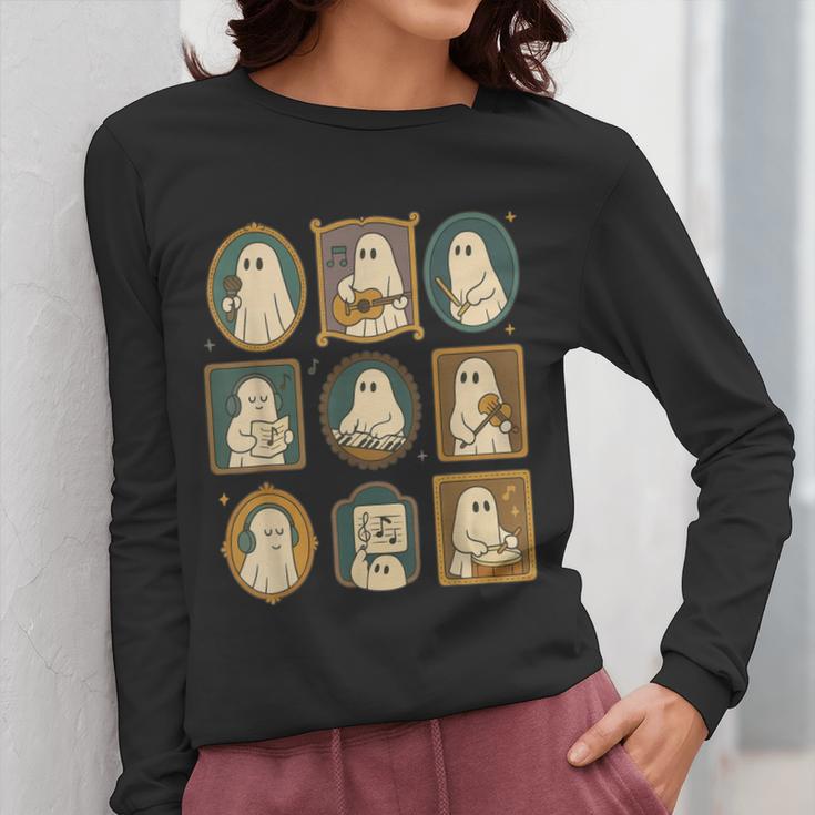 Music Teacher Orchestra Spooky Halloween Ghost Band Women Long Sleeve T-Shirt, funny design