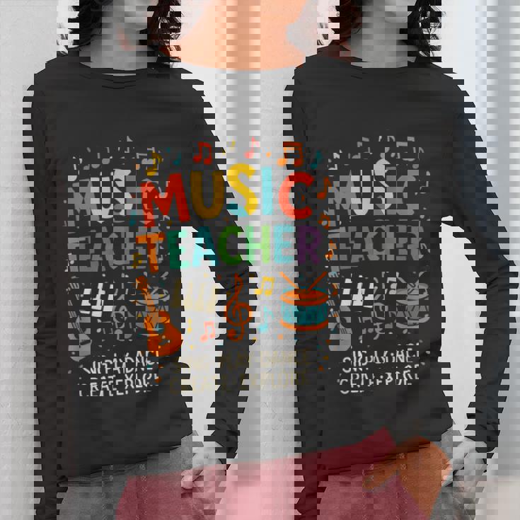 Music Teacher Music Sing Play Dance Choir Piano Women Long Sleeve T-Shirt, funny design