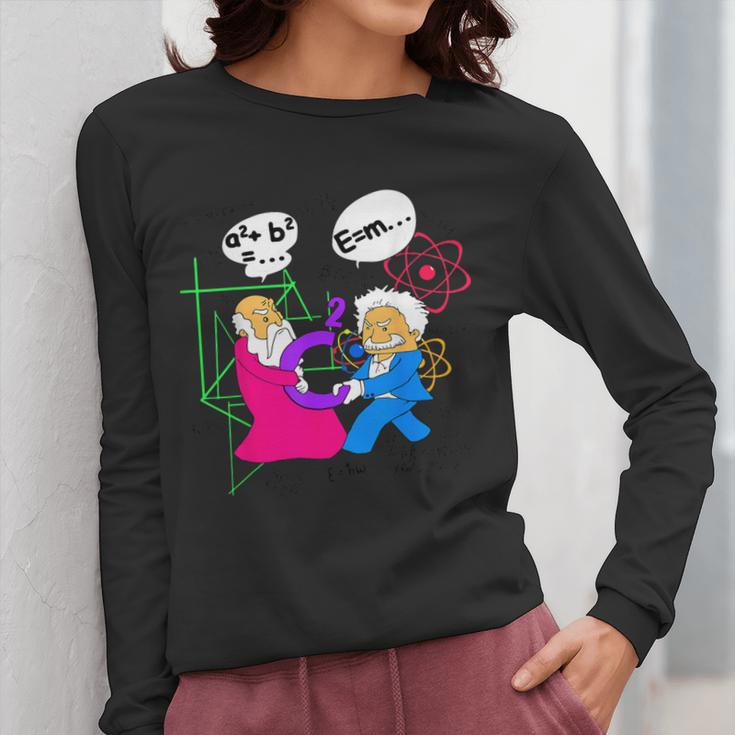 Nerdy Pythagoras Fighting Over C Squared Math Teacher Women Long Sleeve T-Shirt, funny design