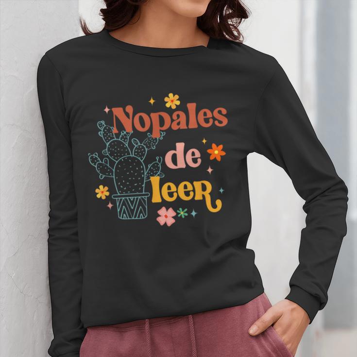 Nopales De Leer Spanish Teacher Maestra Cactus Bilingual Women Long Sleeve T-Shirt, funny design Nopales De Leer Spanish Teacher Maestra Cactus Bilingual Women Long Sleeve T-Shirt, funny design