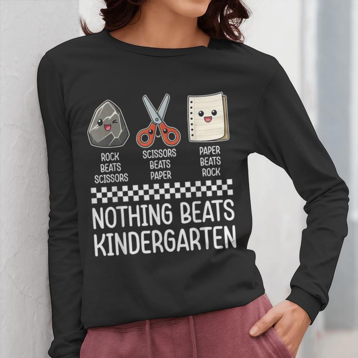 Nothing Beats Kindergarten Back To School Kids Teacher Women Long Sleeve T-Shirt, funny design