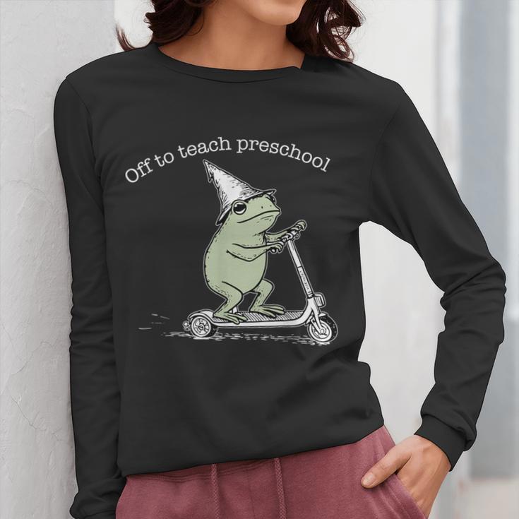 Off To Teach Preschool Pre-K Teacher Back To School Frog Women Long Sleeve T-Shirt, funny design Off To Teach Preschool Pre-K Teacher Back To School Frog Women Long Sleeve T-Shirt, funny design