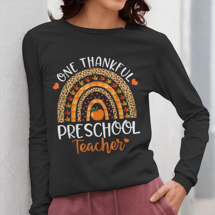 One Thankful Preschool Teacher Thanksgiving Rainbow Women Long Sleeve T-Shirt, funny design