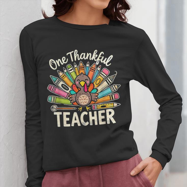 One Thankful Teacher Cute Thanksgiving Turkey School Women Long Sleeve T-Shirt, funny design One Thankful Teacher Cute Thanksgiving Turkey School Women Long Sleeve T-Shirt, funny design