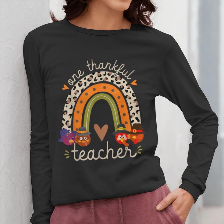 One Thankful Teacher Thanksgiving Turkey Rainbow Fall Women Long Sleeve T-Shirt, funny design One Thankful Teacher Thanksgiving Turkey Rainbow Fall Women Long Sleeve T-Shirt, funny design