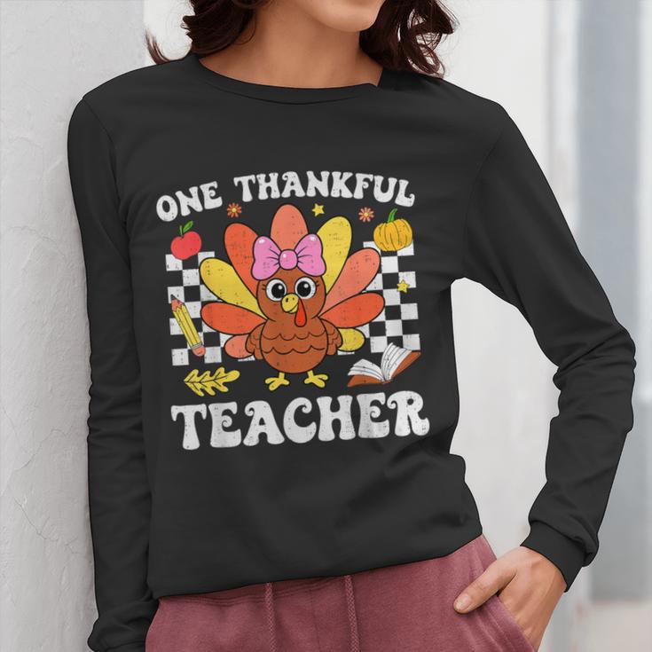 One Thankful Teacher Turkey Thanksgiving Teaching Women Long Sleeve T-Shirt, funny design One Thankful Teacher Turkey Thanksgiving Teaching Women Long Sleeve T-Shirt, funny design