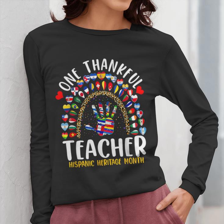 Hispanic Heritage Month One Thankful Teacher Rainbow Women Long Sleeve T-Shirt, funny design Hispanic Heritage Month One Thankful Teacher Rainbow Women Long Sleeve T-Shirt, funny design