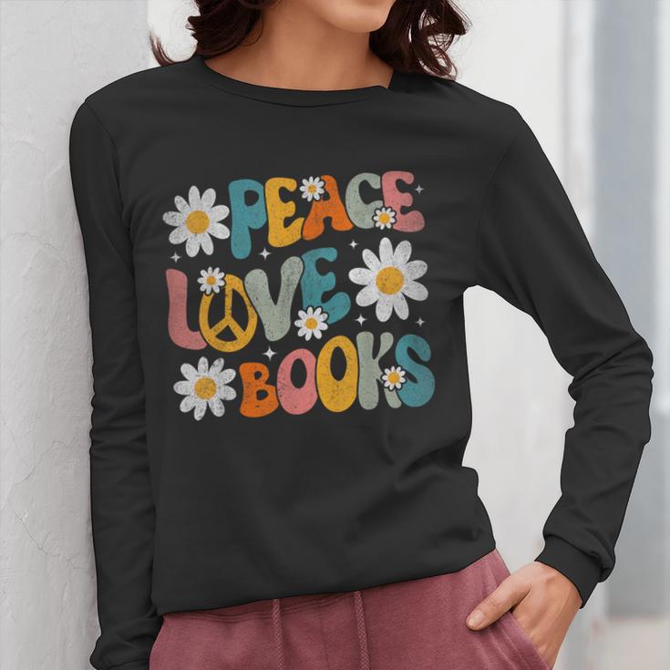 Peace Love Books Bookworm Librarian Reading Teacher Groovy Women Long Sleeve T-Shirt, Groovy Teacher Gifts, funny design Peace Love Books Bookworm Librarian Reading Teacher Groovy Women Long Sleeve T-Shirt, Groovy Teacher Gifts, funny design