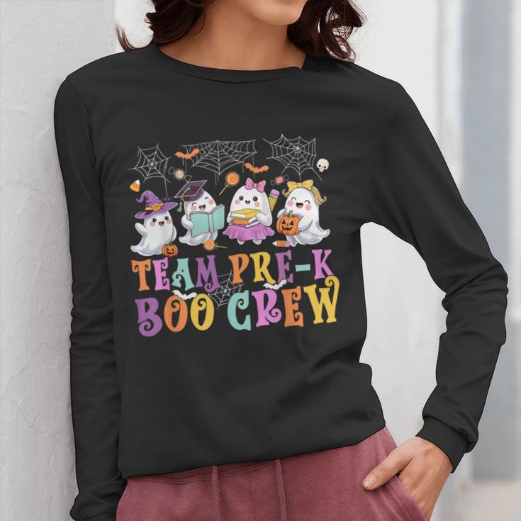 Pre-K Boo Crew Ghost Halloween Teacher Student Women Long Sleeve T-Shirt, funny design