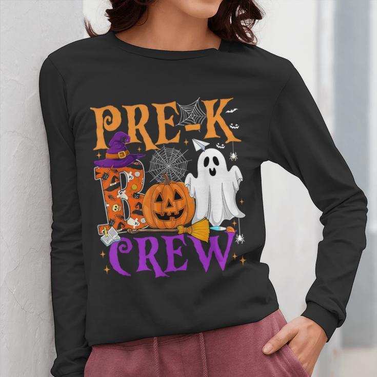 Pre-K Boo Crew Teacher Student Halloween Costume Women Long Sleeve T-Shirt, funny design