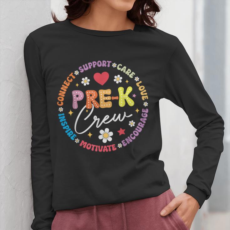 Pre-K Crew 1st Day Of School Preschool Teacher Women Long Sleeve T-Shirt, funny design