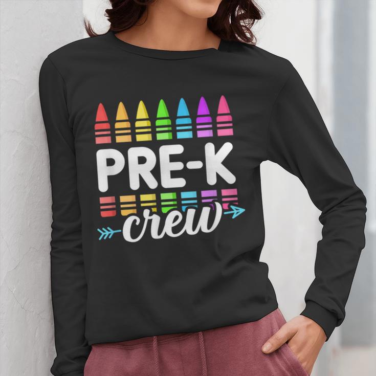 Pre-K Crew Teacher Team Squad Hello Back School Graduation Women Long Sleeve T-Shirt, funny design Pre-K Crew Teacher Team Squad Hello Back School Graduation Women Long Sleeve T-Shirt, funny design