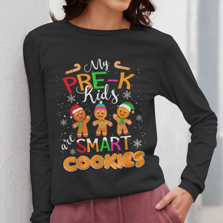 My Pre-K Kids Are Smart Cookies Christmas Teacher Women Long Sleeve T-Shirt, funny design