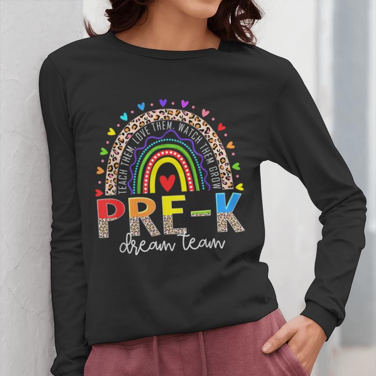 PreK Dream Team Leopard Rainbow Teacher Squad Back To School Women Long Sleeve T-Shirt, funny design