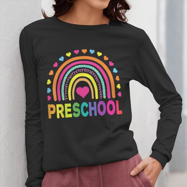 Preschool Rainbow Girls Boys Kids Teacher Back To School Women Long Sleeve T-Shirt, funny design Preschool Rainbow Girls Boys Kids Teacher Back To School Women Long Sleeve T-Shirt, funny design