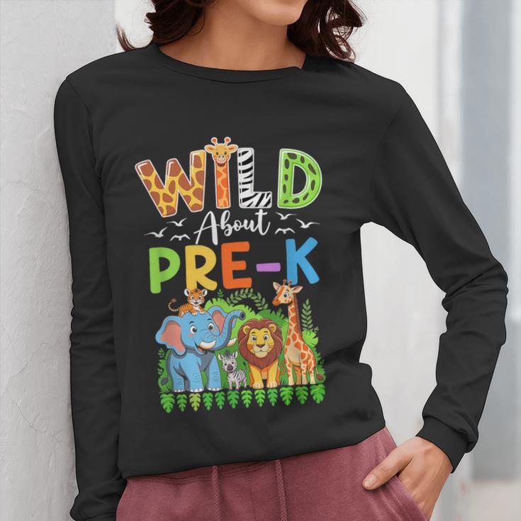 Preschool Teacher Kids Back To School Wild About Pre-K Women Long Sleeve T-Shirt, funny design Preschool Teacher Kids Back To School Wild About Pre-K Women Long Sleeve T-Shirt, funny design