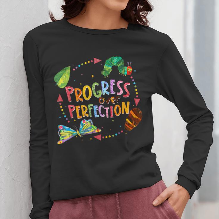 Progress Over Perfection Caterpillar Teacher Back To School Women Long Sleeve T-Shirt, funny design Progress Over Perfection Caterpillar Teacher Back To School Women Long Sleeve T-Shirt, funny design
