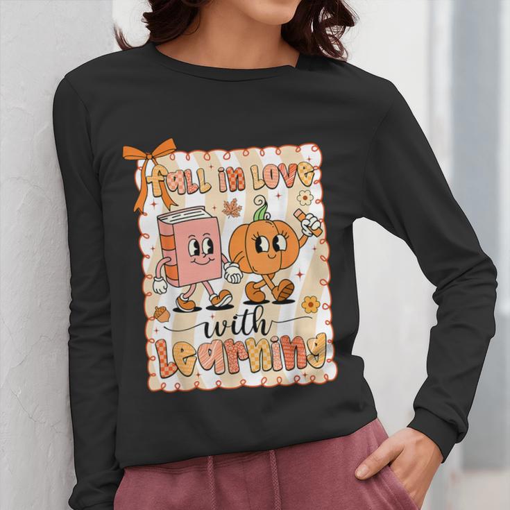 Pumpkin Teacher Preppy Fall In Love With Learning Autumn Women Long Sleeve T-Shirt, funny design Pumpkin Teacher Preppy Fall In Love With Learning Autumn Women Long Sleeve T-Shirt, funny design