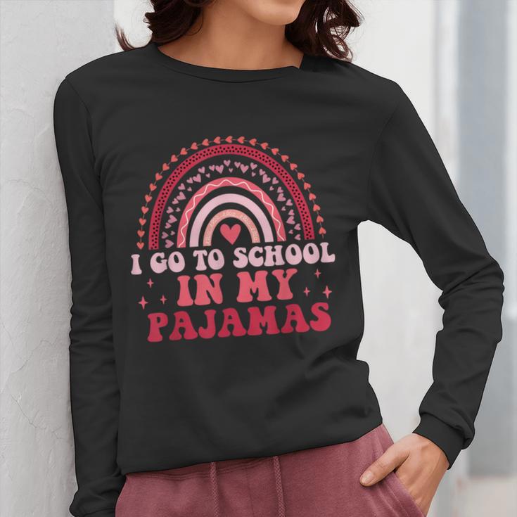 Rainbow Homeschool Mom Teacher I Go To School In My Pajamas Women Long Sleeve T-Shirt, Couple Gifts, funny design Rainbow Homeschool Mom Teacher I Go To School In My Pajamas Women Long Sleeve T-Shirt, Couple Gifts, funny design