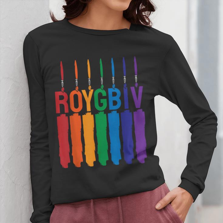 Rainbow Roygbiv Kids Artist Costume Art Teacher Women Long Sleeve T-Shirt, funny design
